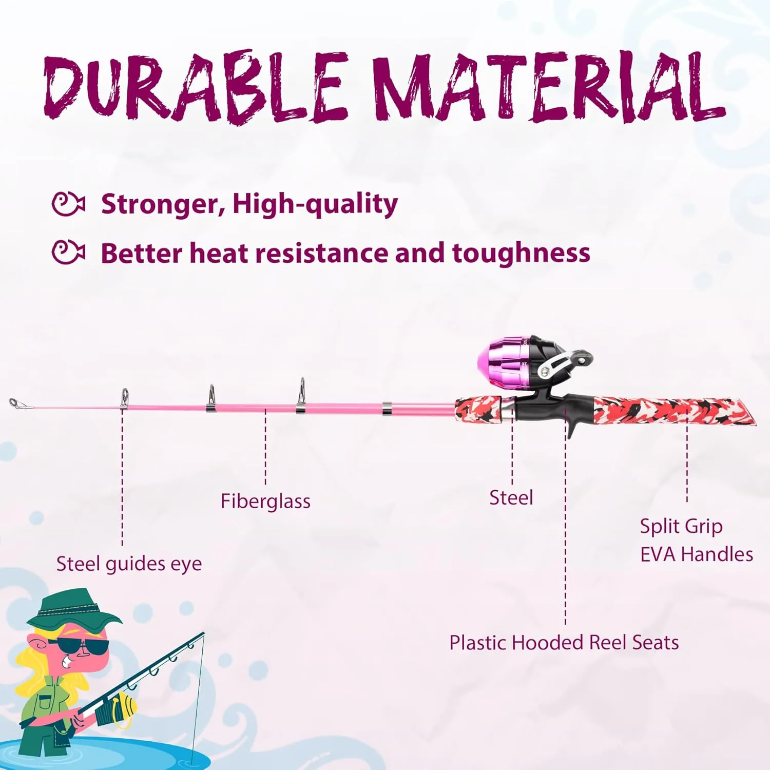 Kids Fishing Pole, Portable Telescopic Kids Fishing Poles for Boys and Girls, Fishing Rod and Reel Combo Kit with Tackle Box, and Fishing Net, Best Fishing Pole for Toddler Youth