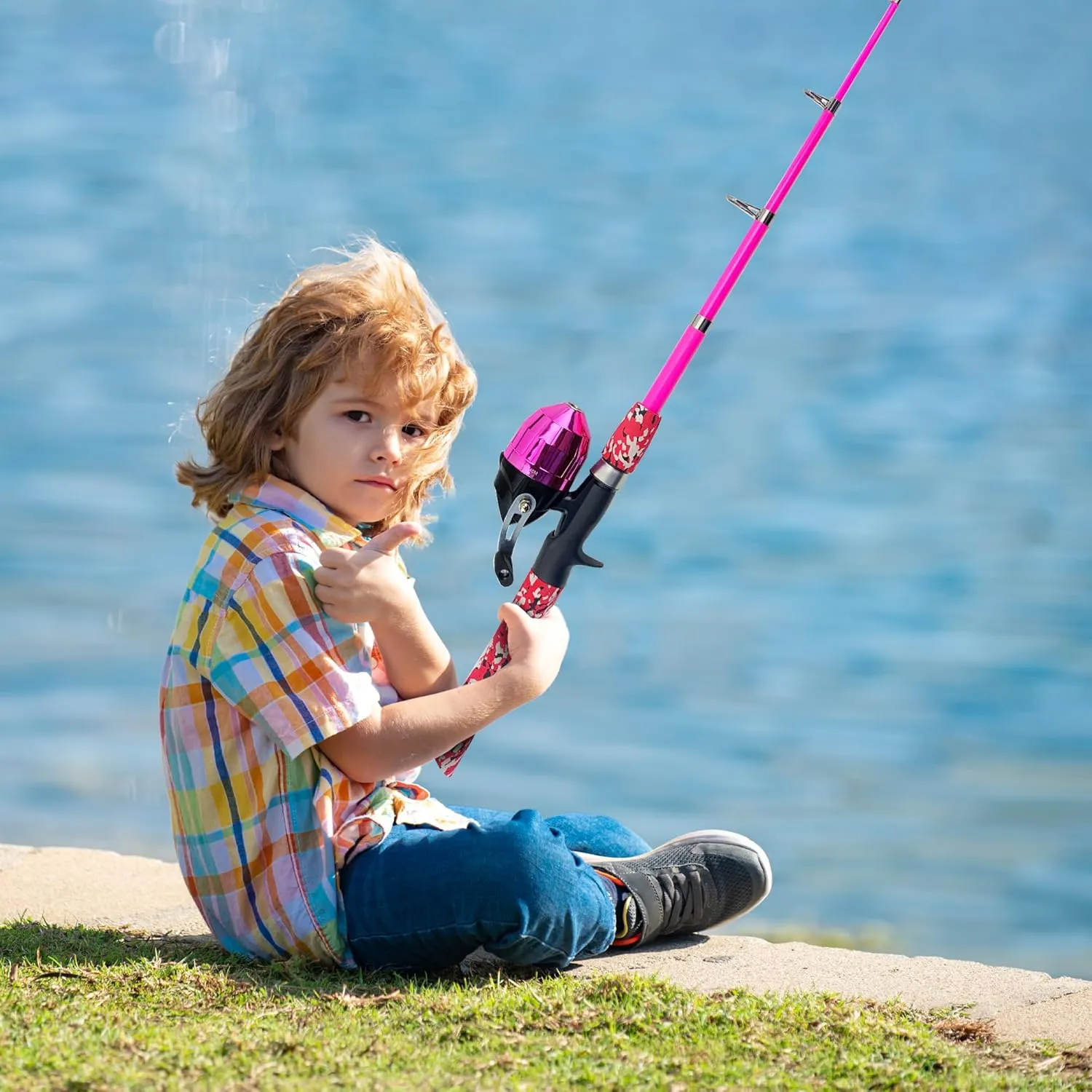 Kids Fishing Pole, Portable Telescopic Kids Fishing Poles for Boys and Girls, Fishing Rod and Reel Combo Kit with Tackle Box, and Fishing Net, Best Fishing Pole for Toddler Youth