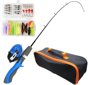 Kids Fishing Rod,50Pcs Collapsible Fishing Rod Kit,Kids Telescopic Fishing Pole with Bait Spinning Reel Hooks for Children Beginners
