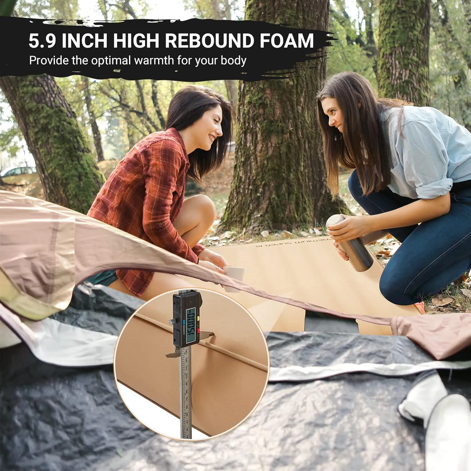 KingCamp Luxury 3D Insulated Double Self Inflating Camping Sleeping Pad, Portable Large Thick Self Inflatable Foam Air Mattress