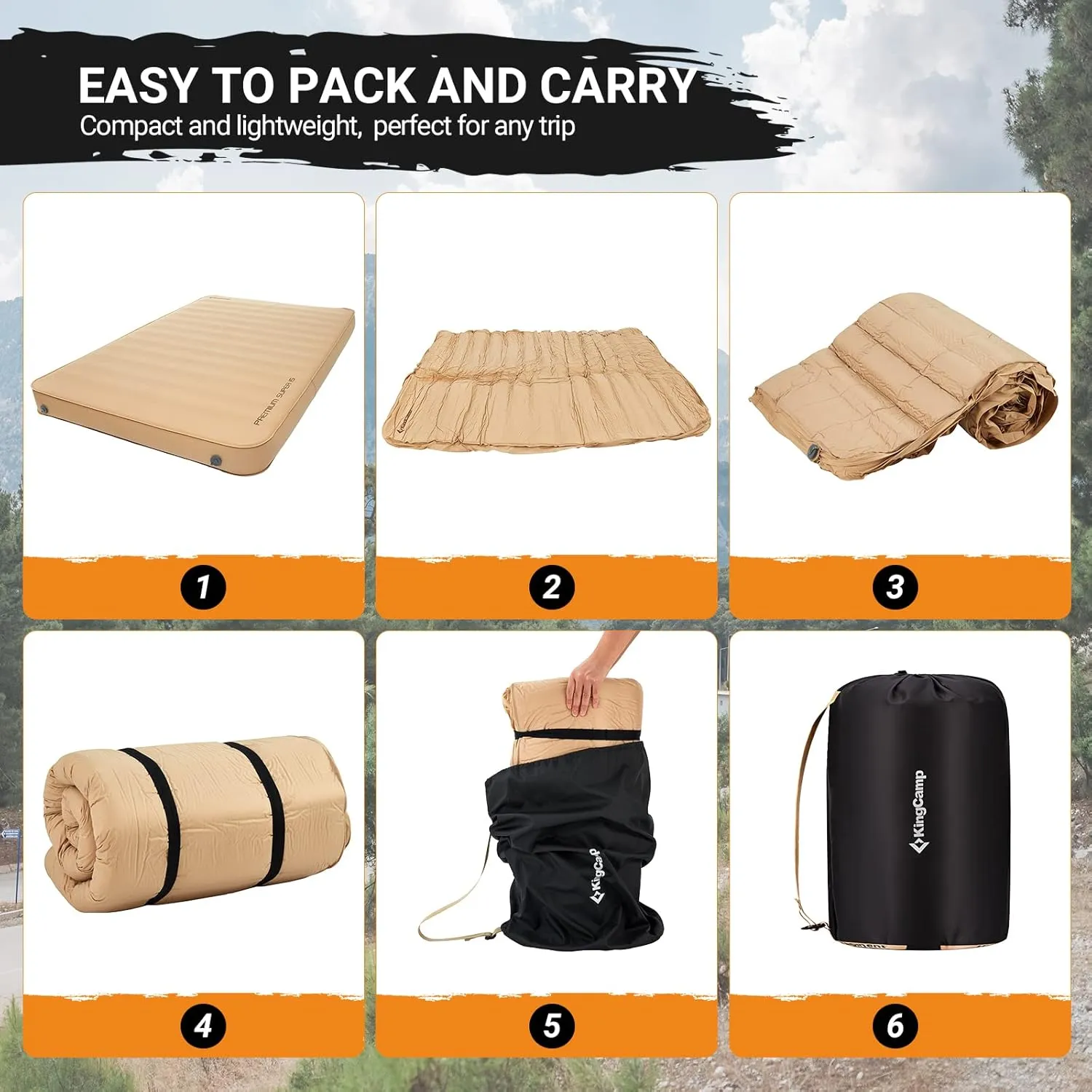KingCamp Luxury 3D Insulated Double Self Inflating Camping Sleeping Pad, Portable Large Thick Self Inflatable Foam Air Mattress