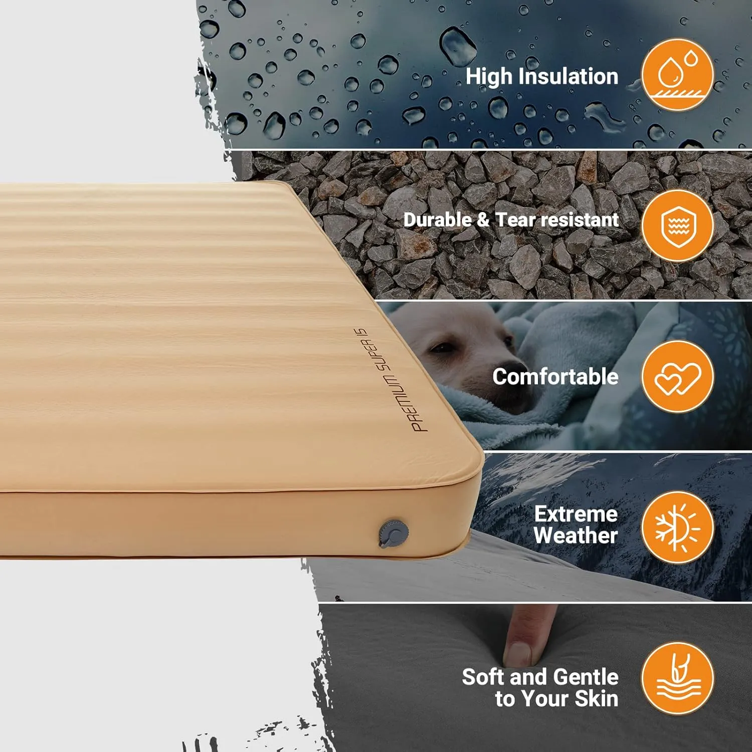 KingCamp Luxury 3D Insulated Double Self Inflating Camping Sleeping Pad, Portable Large Thick Self Inflatable Foam Air Mattress