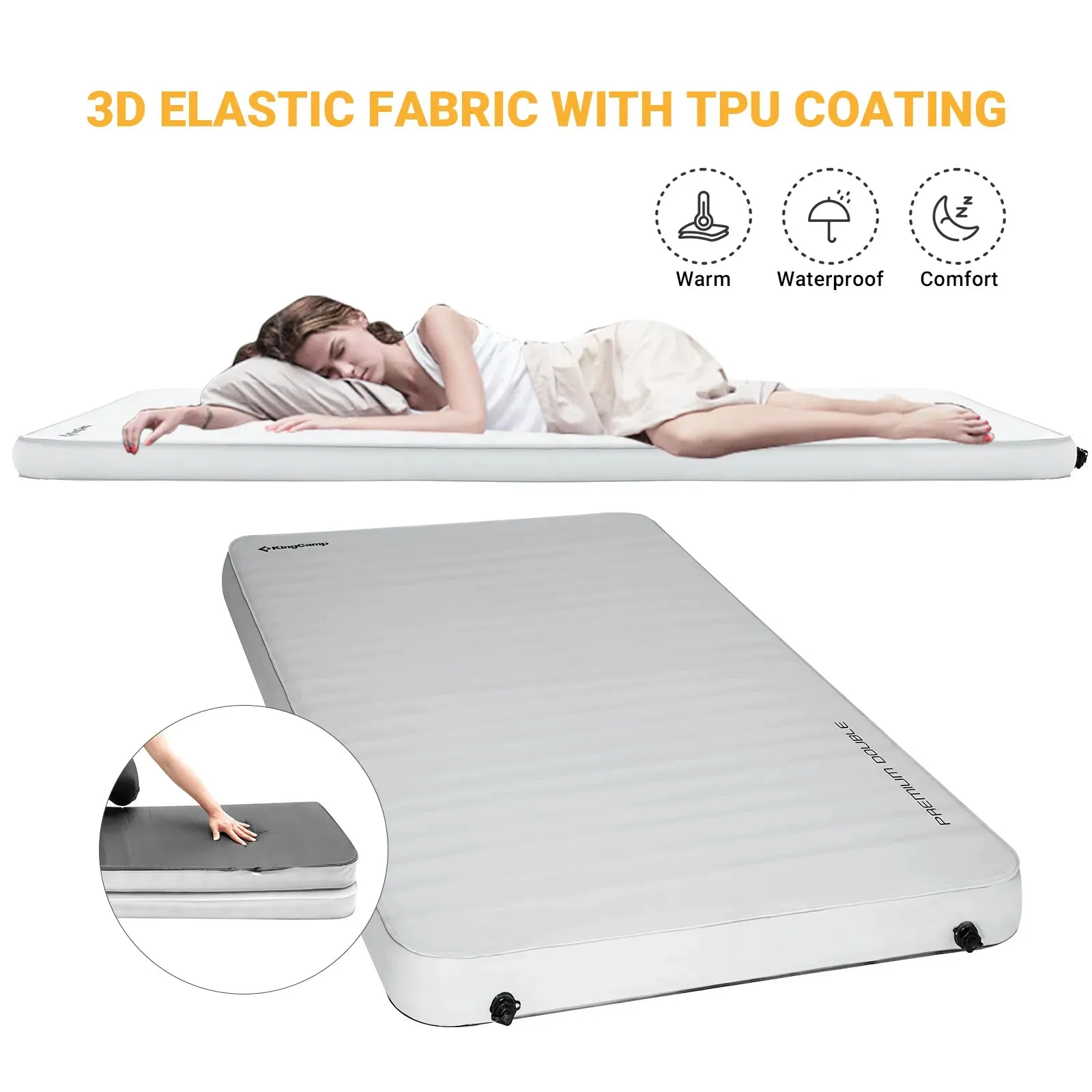 KingCamp PREMIUM Double 7.5 cm Thick Self-Inflating Camping Mattress
