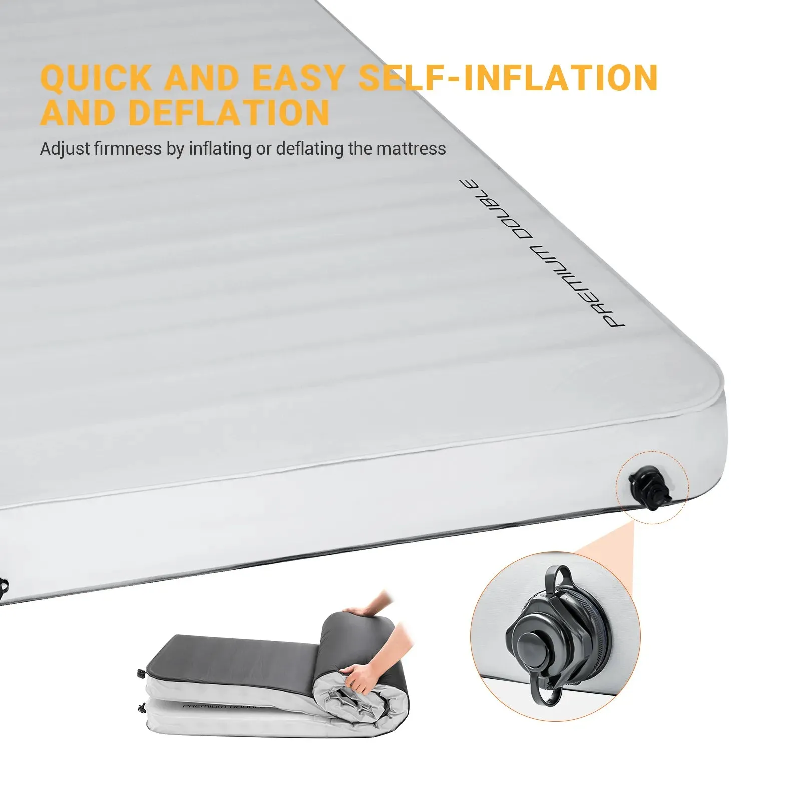 KingCamp PREMIUM Double 7.5 cm Thick Self-Inflating Camping Mattress