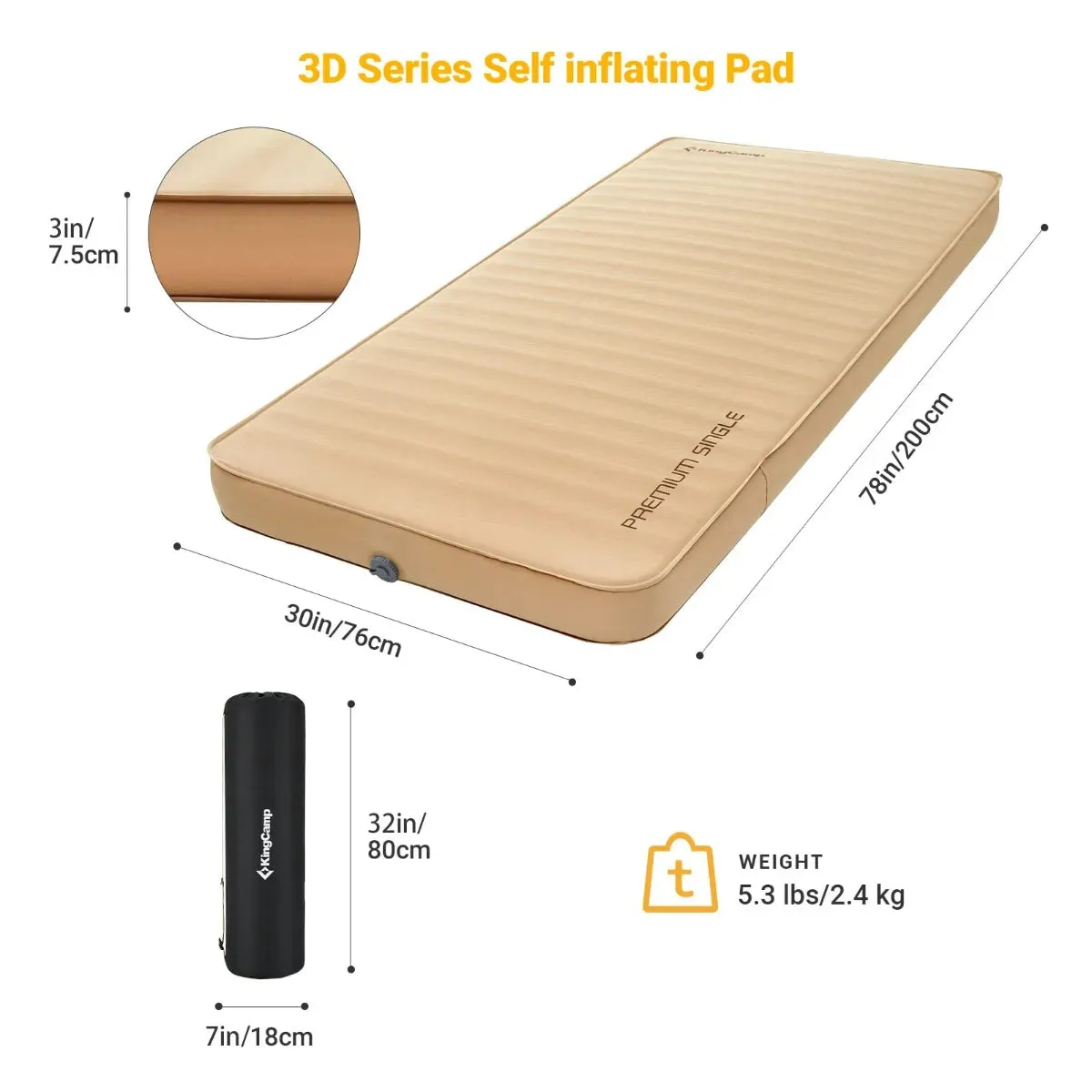 KingCamp PREMIUM SINGLE Self Inflating Sleeping Pad