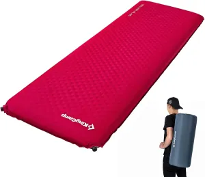 KingCamp Self Inflating Camping Sleeping Pad for Camping, 3.93 Thick Foam Air Mattress Camping Mat for Hiking,Travel, Tent, Red/Charcoal