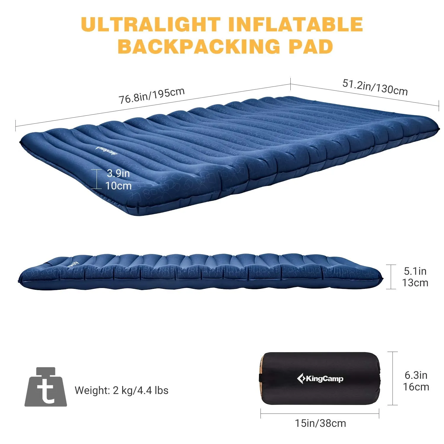 KingCamp Single/ Double Air Mattress Anti-Rollover Ultralight Sleeping Pad