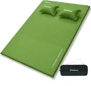 KingCamp Sleeping Pad, Double/Single Self Inflating Mat Air Mattress for Camping, Lightweight Compact Foam Pads for Outdoor Backpacking Tent Traveling Hiking, Built-in/Detached Pillows & Storage Bag