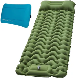 KingCamp Sleeping Pads for Camping, Self Inflating Camping Mattress with Camping Pillow, Connectable Durable Inflatable Sleeping Mat with Pillow, Compact Camping Air Mattress for Camping Hiking