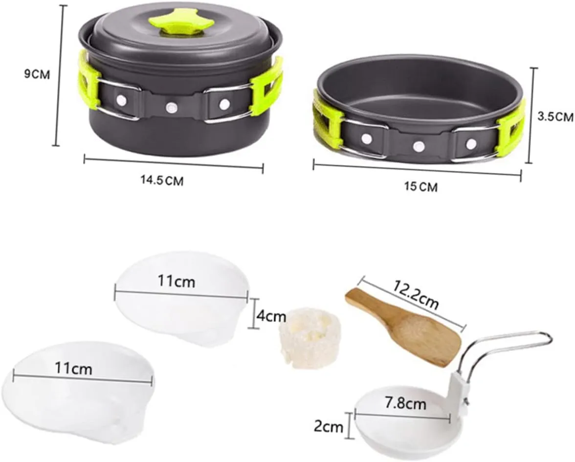 Kisangel Lightweight Camping Cookware Portable Outdoor Cooking Utensils with Insulated Handles Non Stick Design