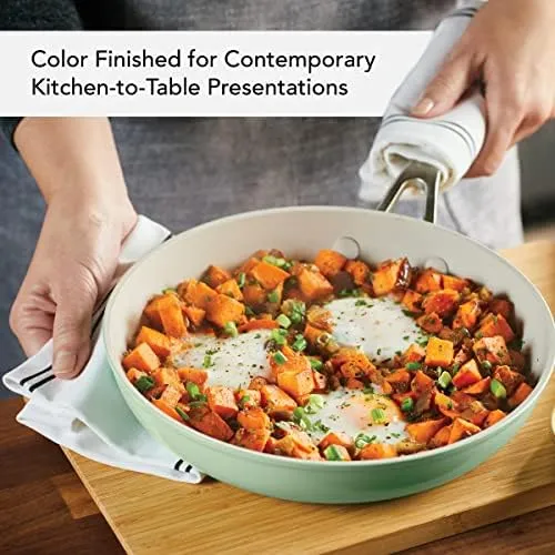 KitchenAid Hard Anodized Ceramic Nonstick Cookware/Pots and Pans Set, 10 Piece - Pistachio