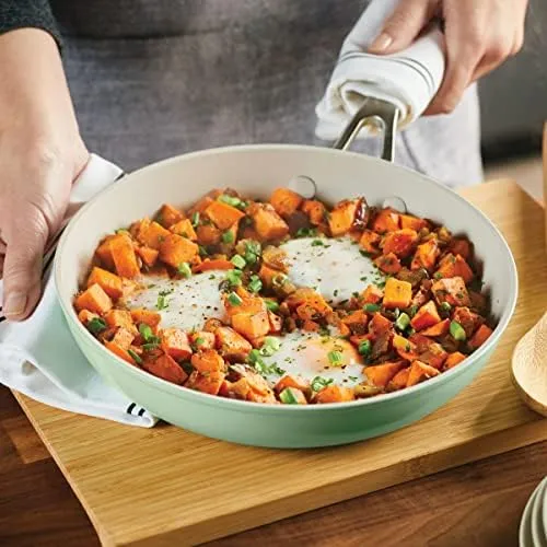 KitchenAid Hard Anodized Ceramic Nonstick Cookware/Pots and Pans Set, 10 Piece - Pistachio