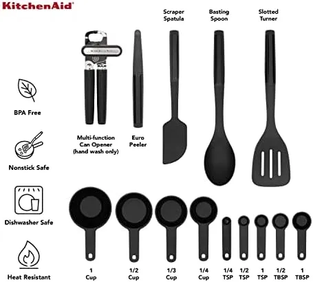 KitchenAid Universal Tool and Gadget Set, 14 Piece, Black