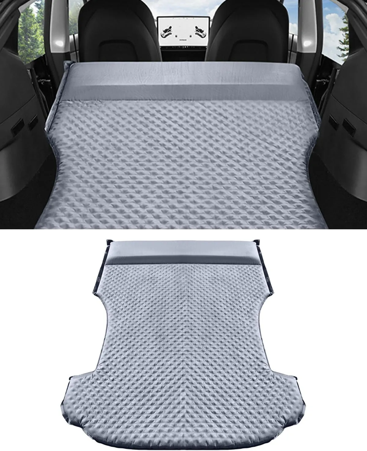 KKTR-CAR Model y Memory Foam Mattress, Portable Camping Foam Mattress, Camping Sleeping Pad Self-Inflating with Air Pump Compatible with Tesla Model Y