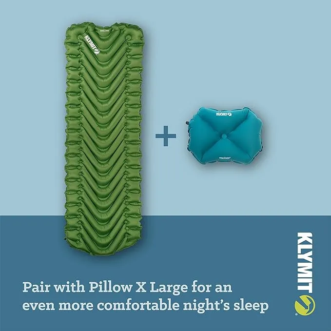 Klymit Static V Long Inflatable Sleeping Pad for Camping, Lightweight Hiking and Backpacking Air Bed For Tall Campers, 2.5 Inch Thick, Green