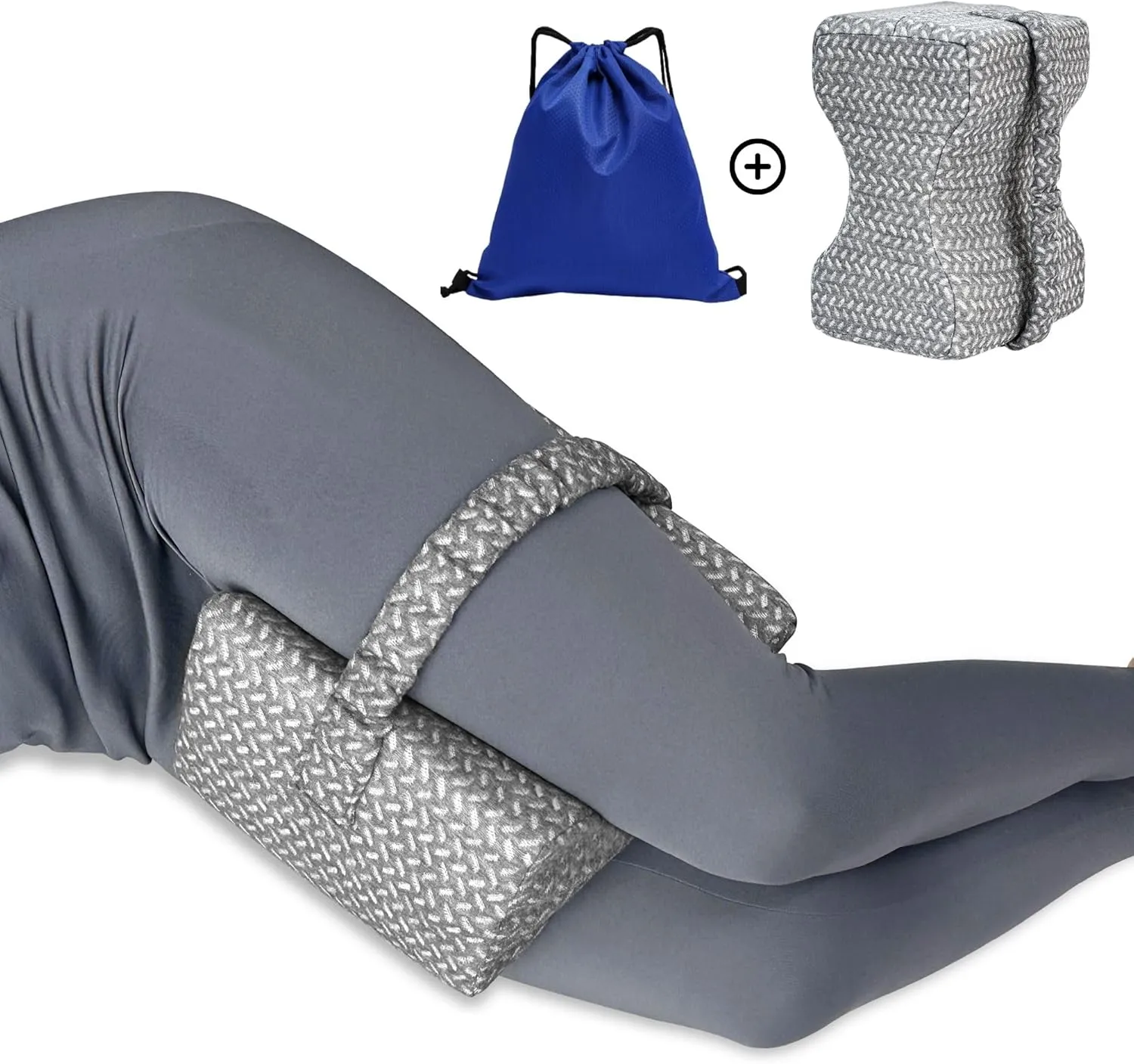 Knee Pillow for Side Sleepers, Support Thighs and Knees for Sciatica, Back, HIPS, Knees, Joints Pain Relief, Comfortable Leg Pillow for Side Sleeping with Storage Bag-Adjustable Strap