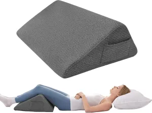 Knee Wedge Pillow, Memory Foam Leg Pillow Knee Pillow for Back Sleeping, Wedge Pillows for Legs Post Surgery, Triangle Pillow for Knee Support, Leg Elevation, Knees Hip Back Pain Relief, Black