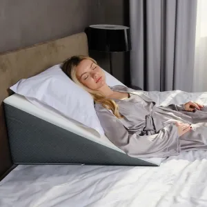 Kolbs Bed Wedge Pillow for Sleep Apnea, Sleeping Comfort, Relaxing, Acid Reflux, Heartburn and Back Pain Relief. Cushion for Sitting Up in Bed. Memory Foam Top, Chic Jacquard Washable Cover.