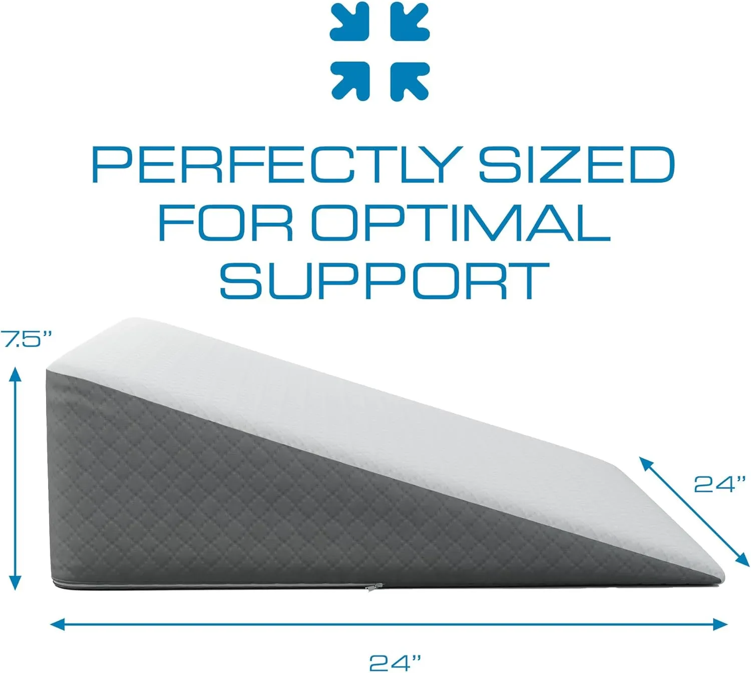 Kolbs Bed Wedge Pillow for Sleep Apnea, Sleeping Comfort, Relaxing, Acid Reflux, Heartburn and Back Pain Relief. Cushion for Sitting Up in Bed. Memory Foam Top, Chic Jacquard Washable Cover.