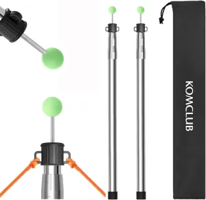 KOMCLUB Telescoping Tent Tarp Pole Adjustable Tarp Poles 3 Section Heavy Duty Canopy Poles Stainless Steel Portable Camping Poles 33"-86.61" for Hiking Car Canopy Awning 2Pcs Set (Silver)