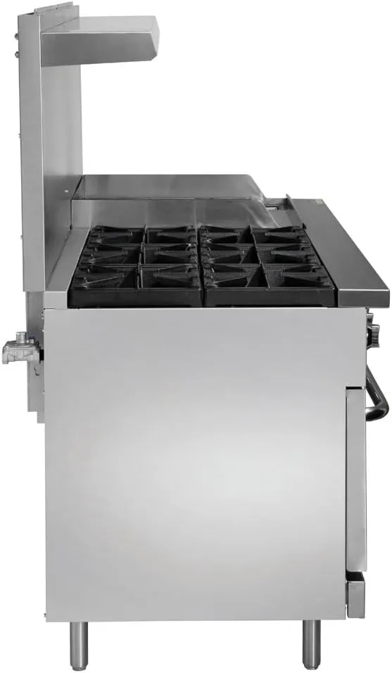 Kratos Commercial Gas Range, Oven & Griddle - 6 Burners, 2 Full Size Ovens and Griddle Plate (24" W), Liquid Propane Powered, 280,000 Total BTU Output, 60" W (29Y-046-LP)