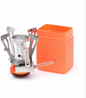 Krixis Portable Outdoor Picnic Camping Hiking Foldable Gas Stove Cookout Butane Burner - (Color: Orange)