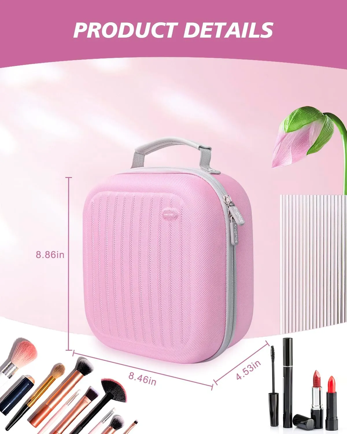 Krypthos Toiletry Bag Travel Bag for Women, Large Wide-open Water-resistant Cosmetic Bag Portable Organizer Shampoo, Conditioner, Brushes Set and Makeup Accessories (Pink)