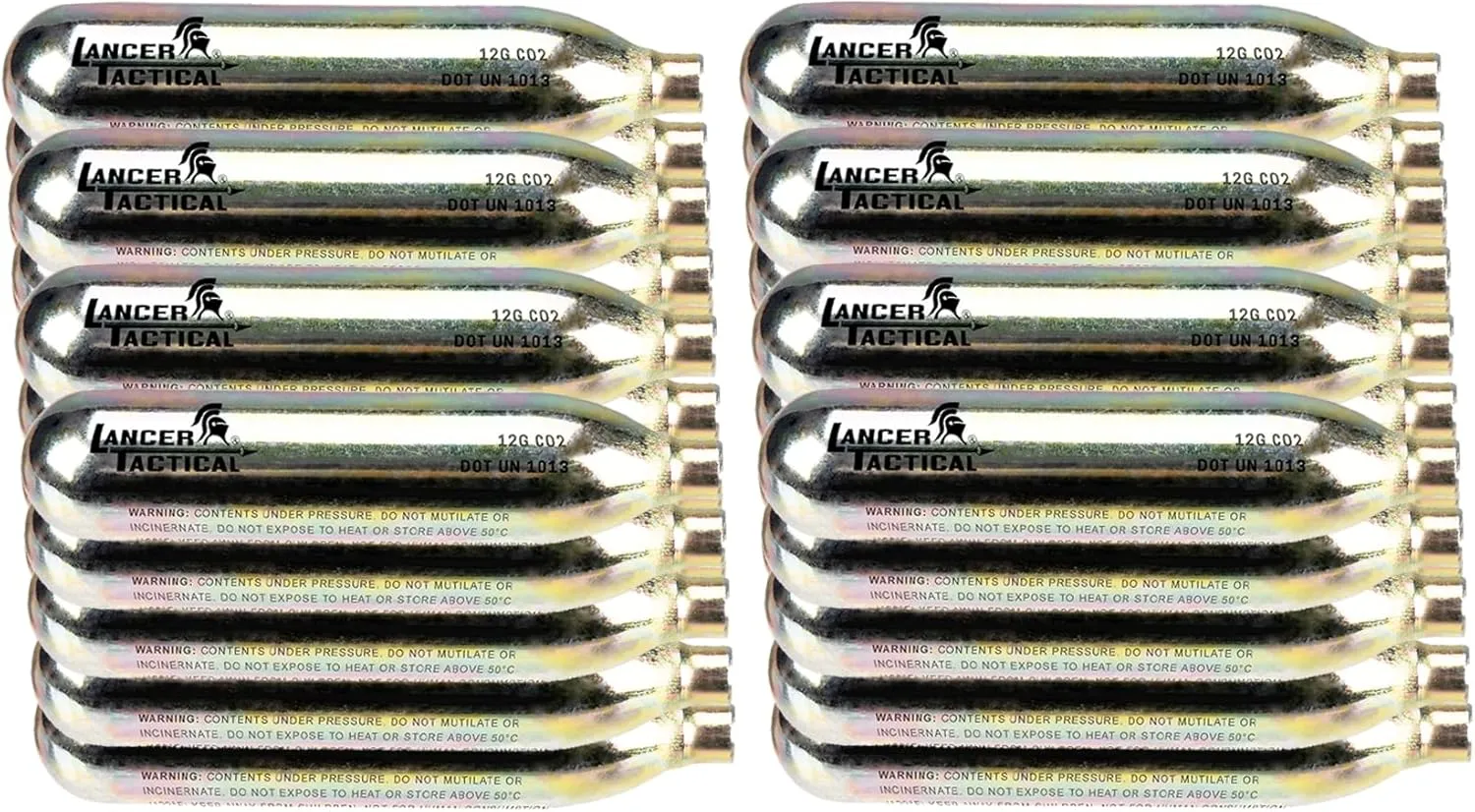 Lancer Tactical 40 Pack 12g CO2 Cartridges for Air Guns, BB Guns, Airsoft Pistols & Paintball Accessories