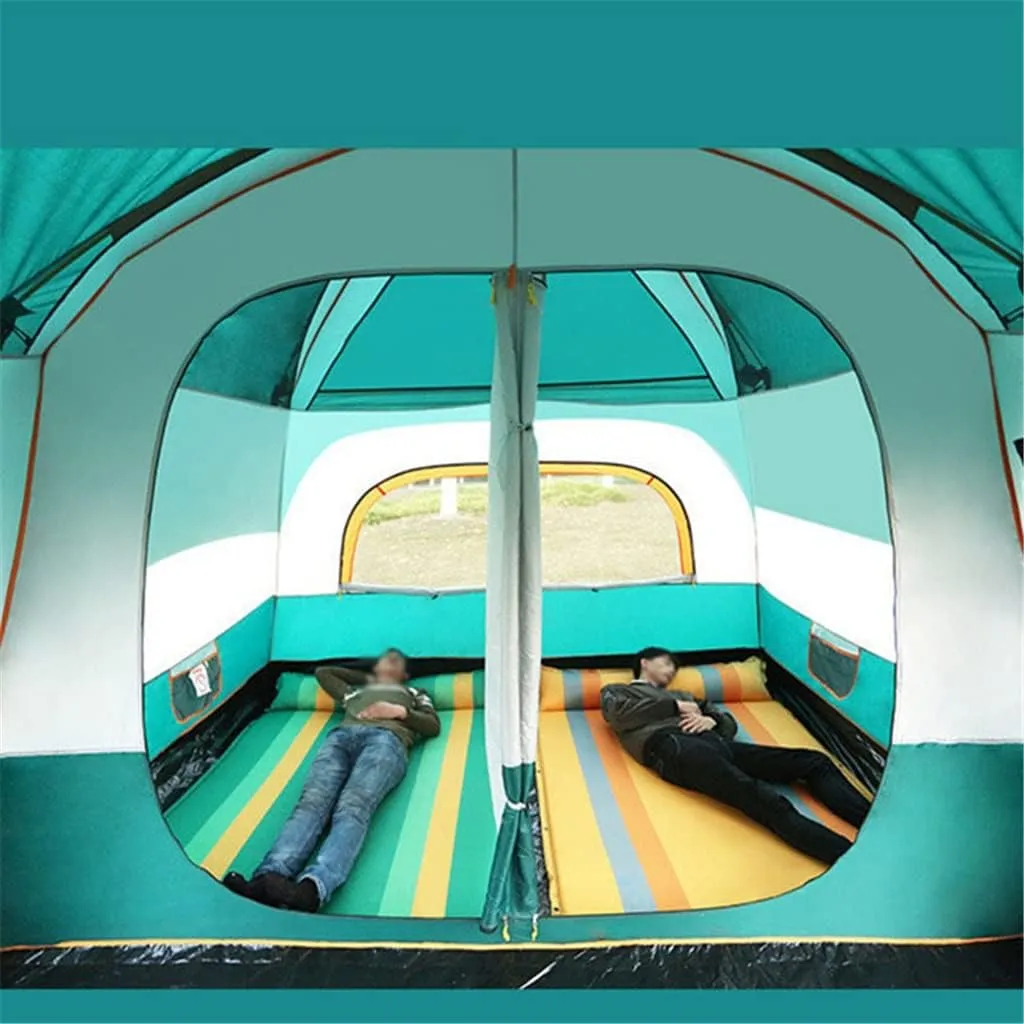 Large Camping Tent Travel Double-Layer Tent Waterproof Family Camping Tent Outdoor Camping Tent 6/8/10/12(Size:30 * 210 * 185cm)