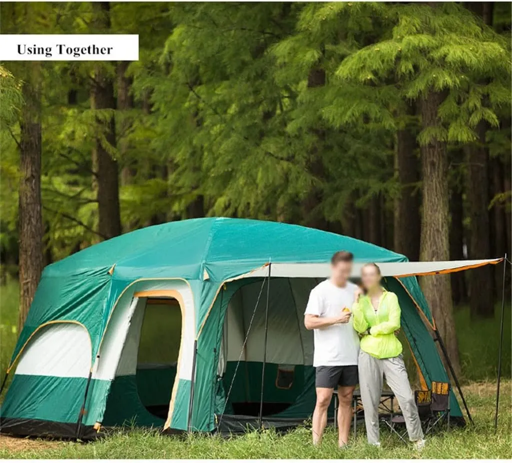 Large Camping Tent Travel Double-Layer Tent Waterproof Family Camping Tent Outdoor Camping Tent 6/8/10/12(Size:30 * 210 * 185cm)