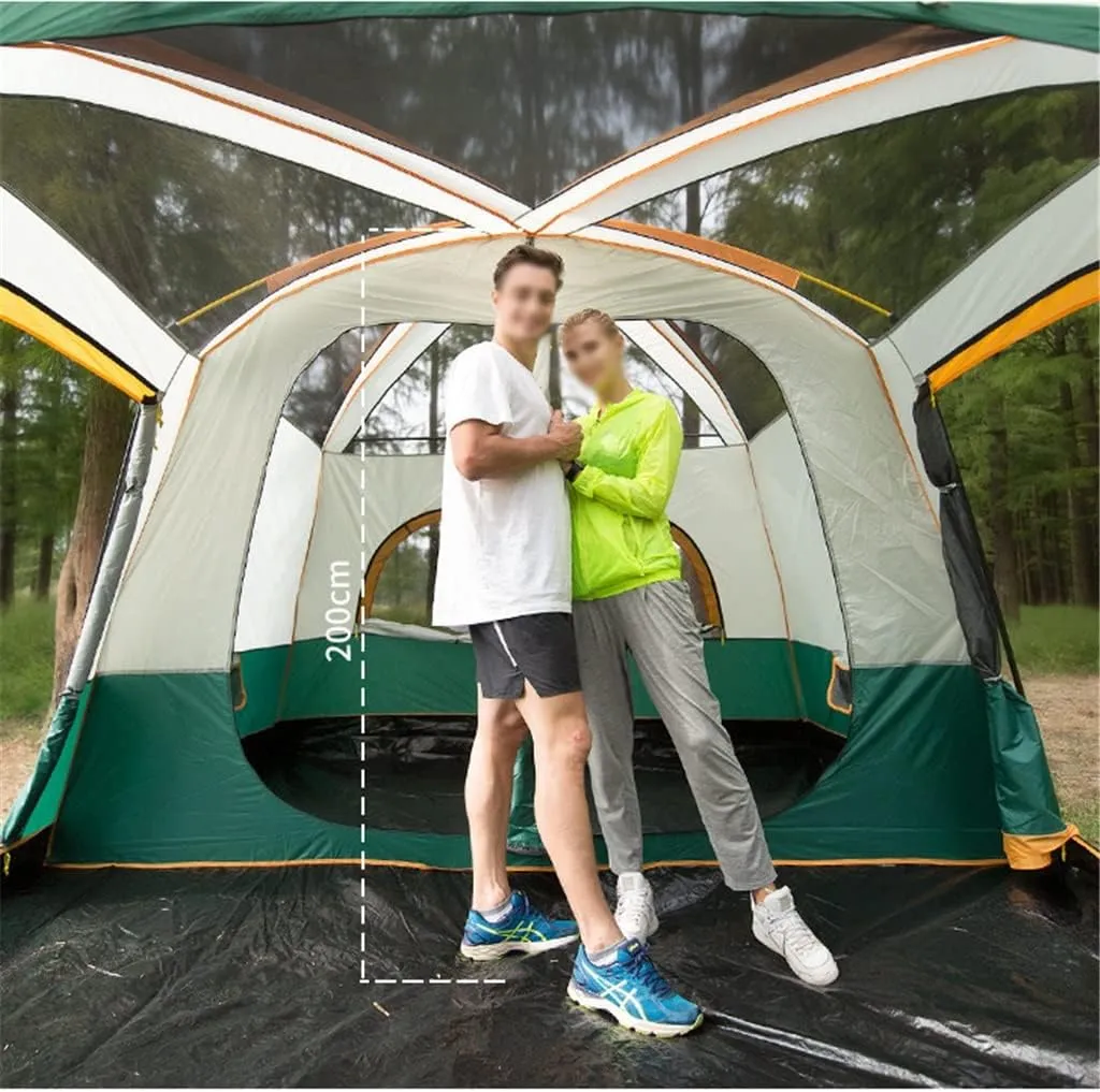 Large Camping Tent Travel Double-Layer Tent Waterproof Family Camping Tent Outdoor Camping Tent 6/8/10/12(Size:30 * 210 * 185cm)