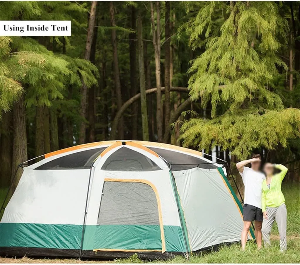 Large Camping Tent Travel Double-Layer Tent Waterproof Family Camping Tent Outdoor Camping Tent 6/8/10/12(Size:30 * 210 * 185cm)
