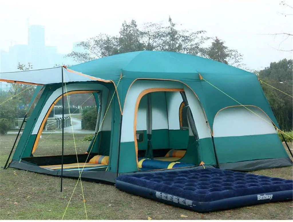 Large Camping Tent Travel Double-Layer Tent Waterproof Family Camping Tent Outdoor Camping Tent 6/8/10/12(Size:30 * 210 * 185cm)