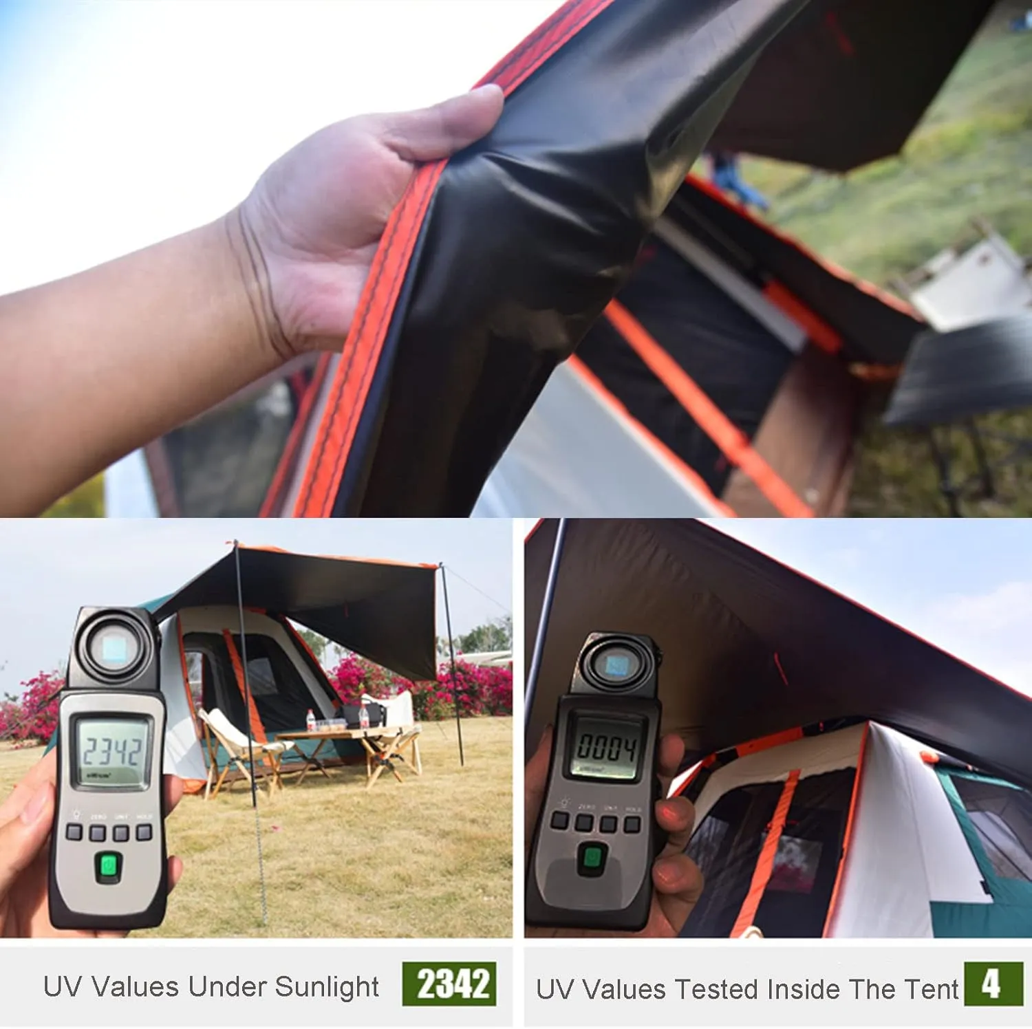 Large Camping Tents Automatic with Porch,4-6 Man Person Instant Tent Pop Up Ultralight Dome Family Tent 4 Seasons Waterproof Windproof Outdoor Camping Tent with Removable Outer Tarpaulin