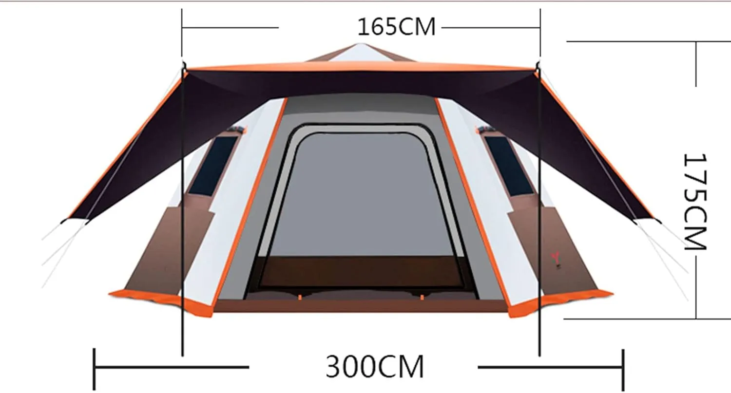 Large Camping Tents Automatic with Porch,4-6 Man Person Instant Tent Pop Up Ultralight Dome Family Tent 4 Seasons Waterproof Windproof Outdoor Camping Tent with Removable Outer Tarpaulin
