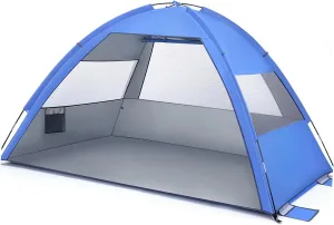 Large Folding Beach Tent Portable for Family Camping Accommodates People Uv Easy Setup Lightweight Carrying Bag Navy