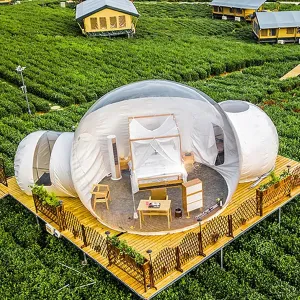 Large Outdoor Inflatable Hotel Tent Inflatable Dome Bubble House Transparent Large Outdoor Tents for Camping Backyard Large Family Tents Portable Garden Dome Tent