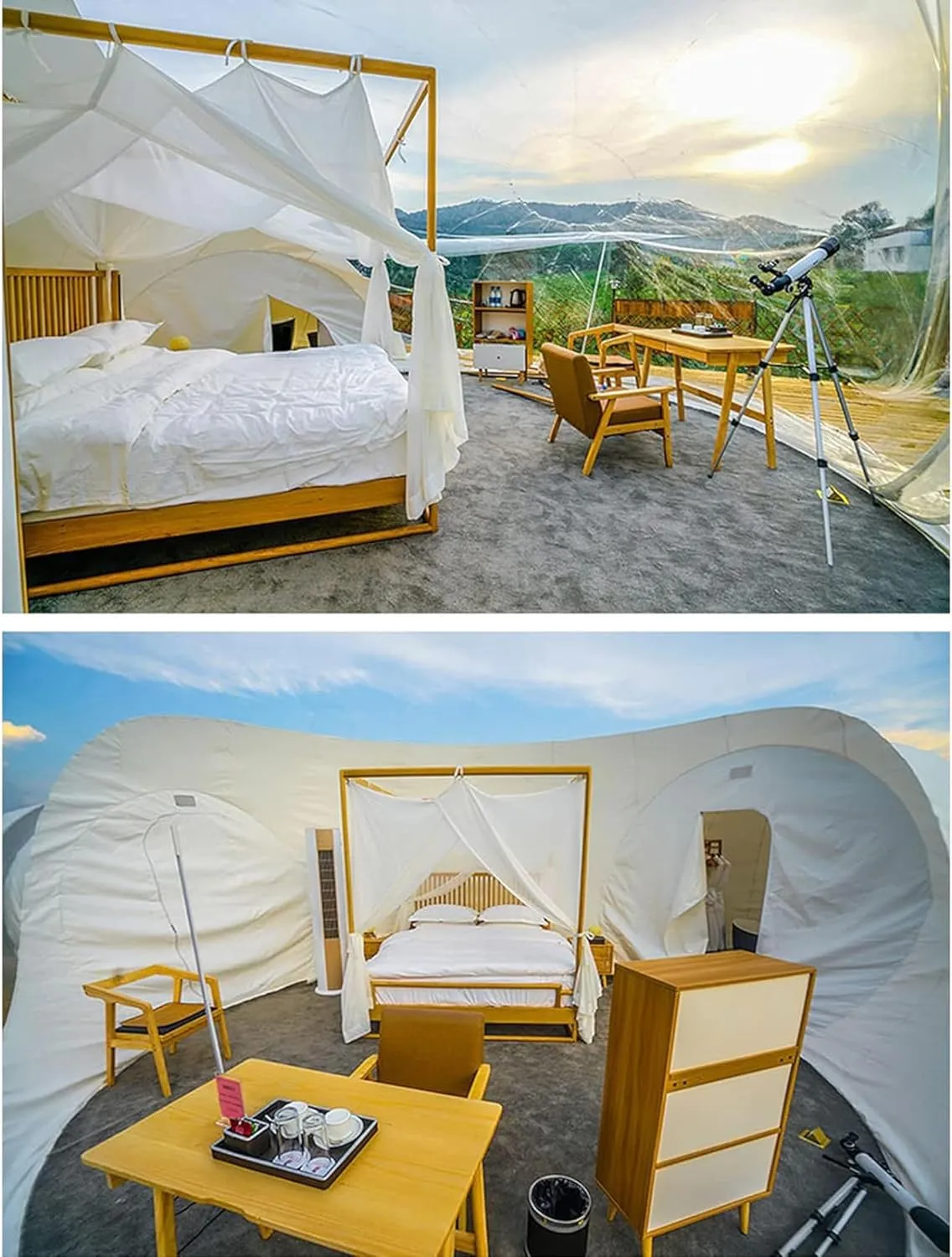 Large Outdoor Inflatable Hotel Tent Inflatable Dome Bubble House Transparent Large Outdoor Tents for Camping Backyard Large Family Tents Portable Garden Dome Tent