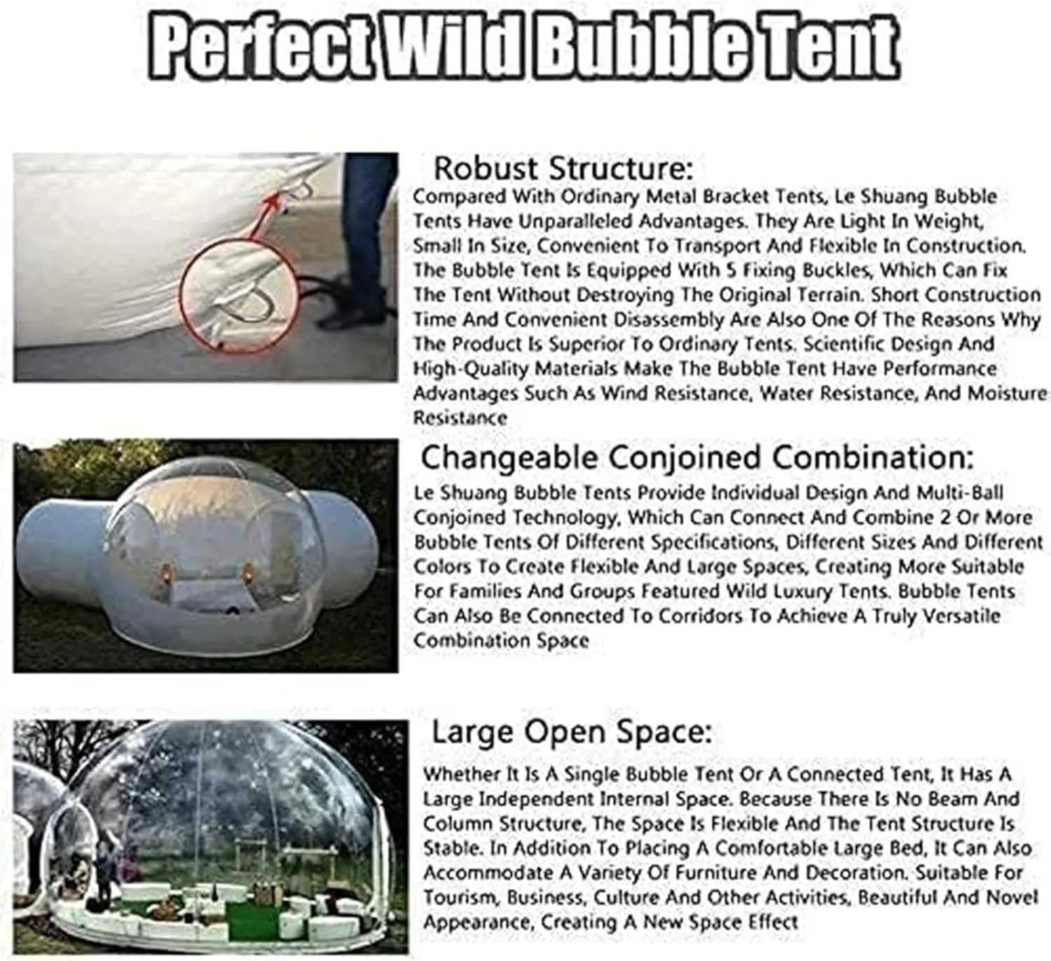 Large Outdoor Inflatable Hotel Tent Inflatable Dome Bubble House Transparent Large Outdoor Tents for Camping Backyard Large Family Tents Portable Garden Dome Tent