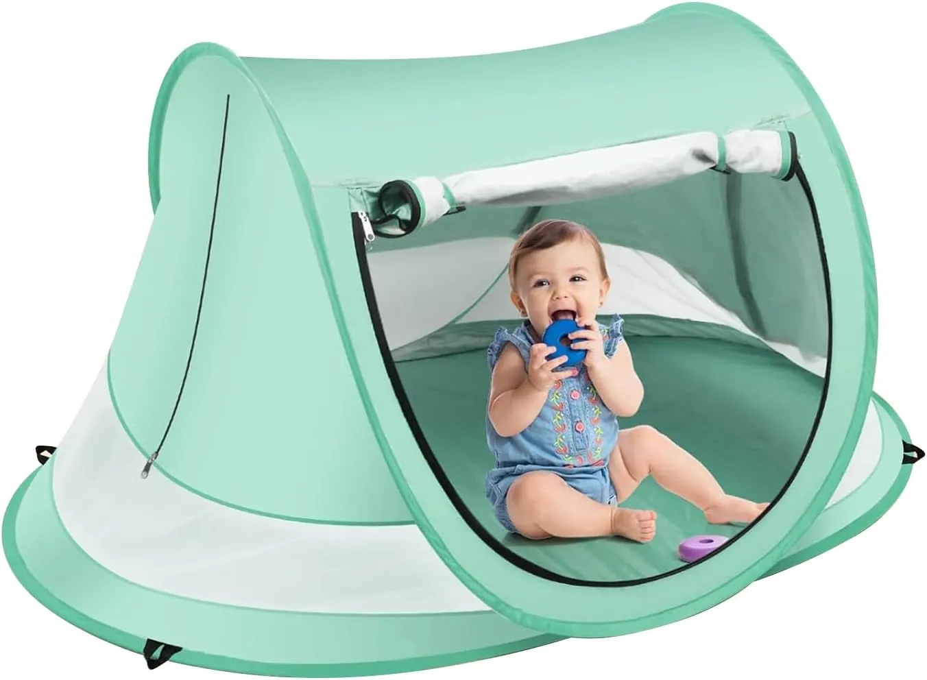Large Pop Up Beach Tent Sun Shade, Foldable Pop Up Baby Beach Tent, Portable Baby Travel Tents, Lightweight Portable Shelter Umbrella for Vacation, Camping, Pool, Beach, Travel, Backyard