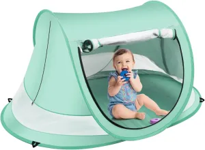 Large Pop Up Beach Tent Sun Shade, Foldable Pop Up Baby Beach Tent, Portable Baby Travel Tents, Lightweight Portable Shelter Umbrella for Vacation, Camping, Pool, Beach, Travel, Backyard