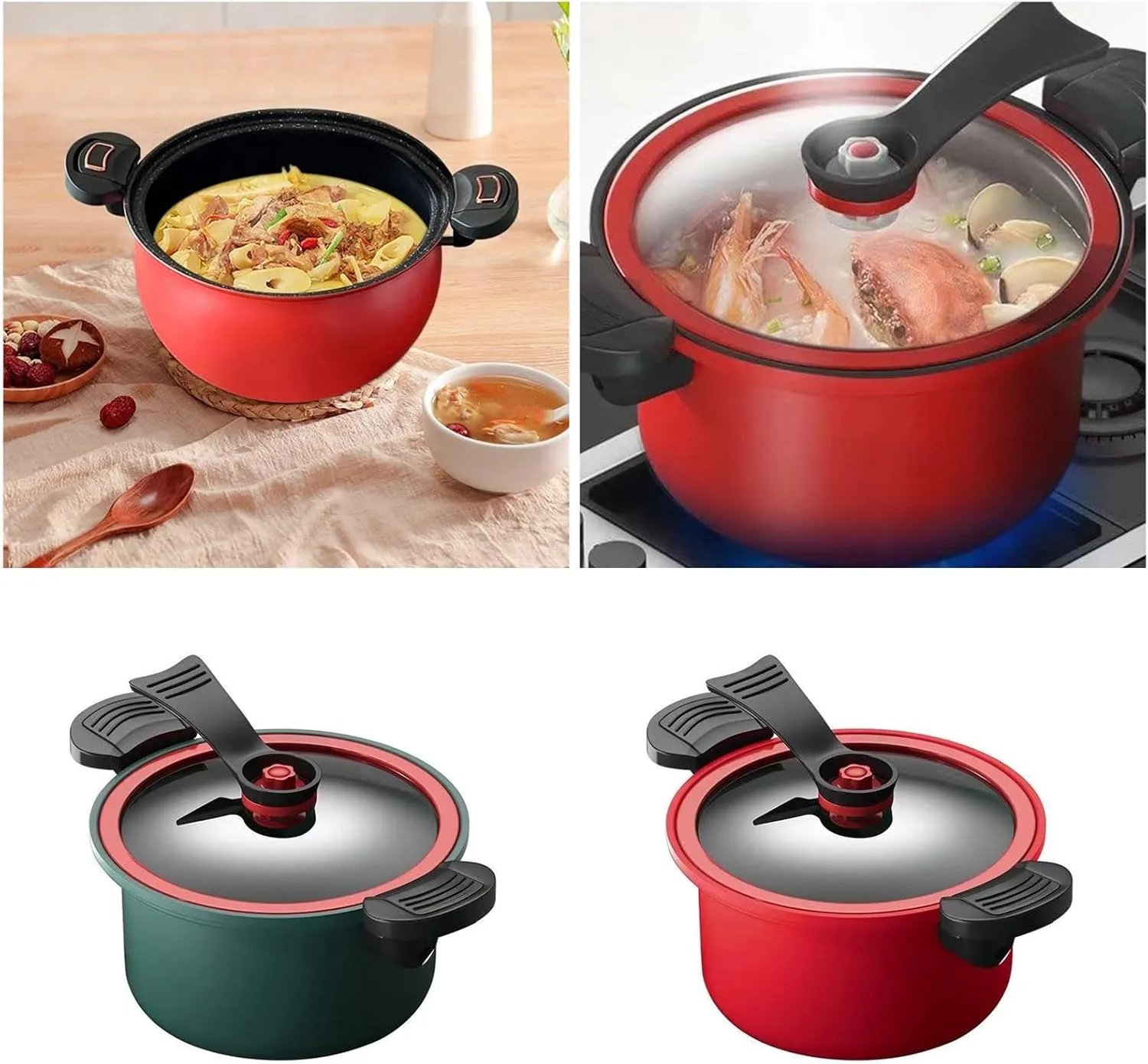 Large Pressure Cookware Even Heat Distribution Cooking Pots For Soup And Rice Nonstick Outdoor Camping Cookpot