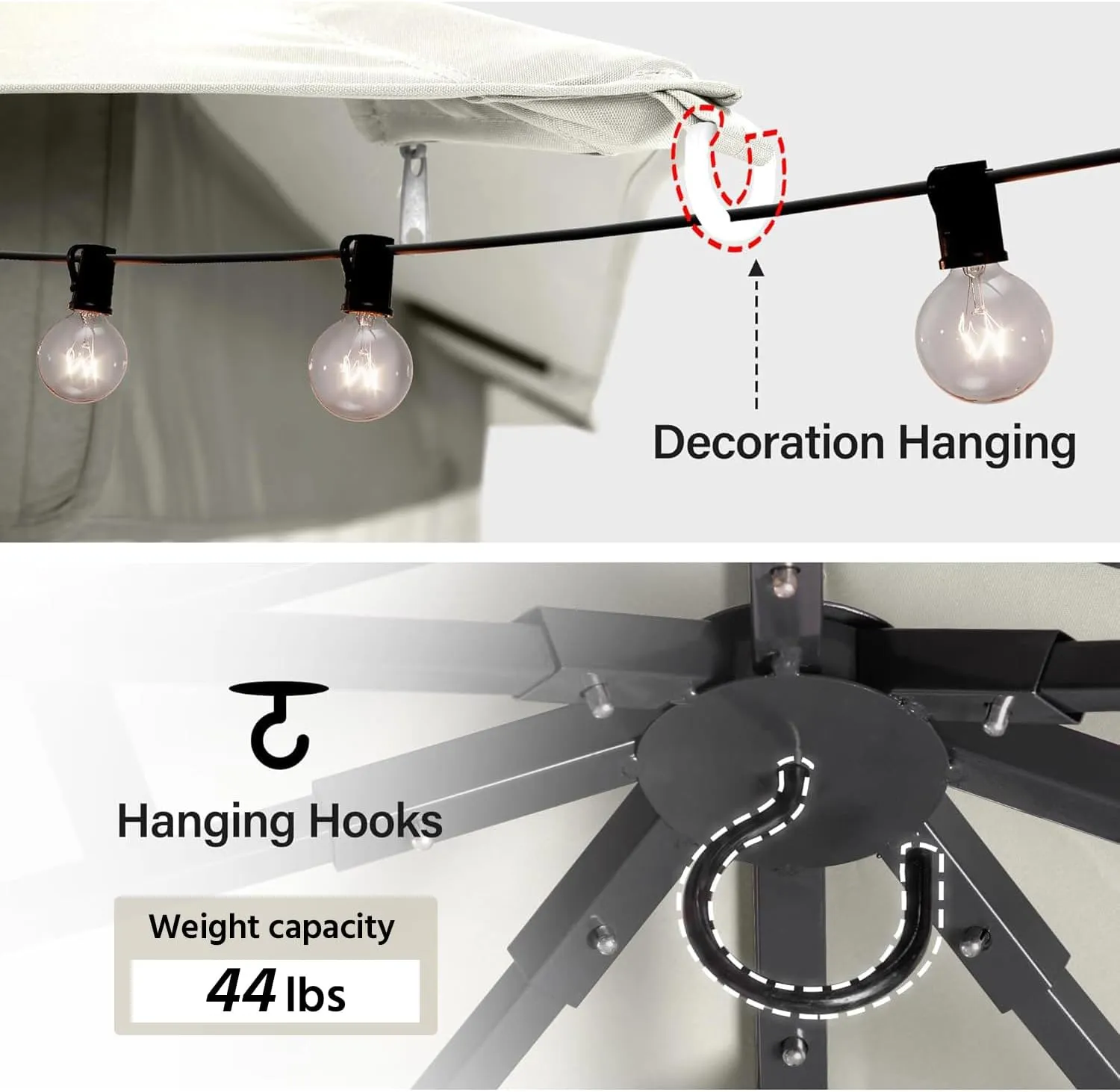 LAUSAINT HOME Outdoor Patio Gazebo 10'x13' with Expansion Bolts, Heavy Duty Gazebos Shelter Party Tent with Double Roofs, Mosquito Nettings and Privacy Screens for Backyard, Garden, Lawn, Cream White