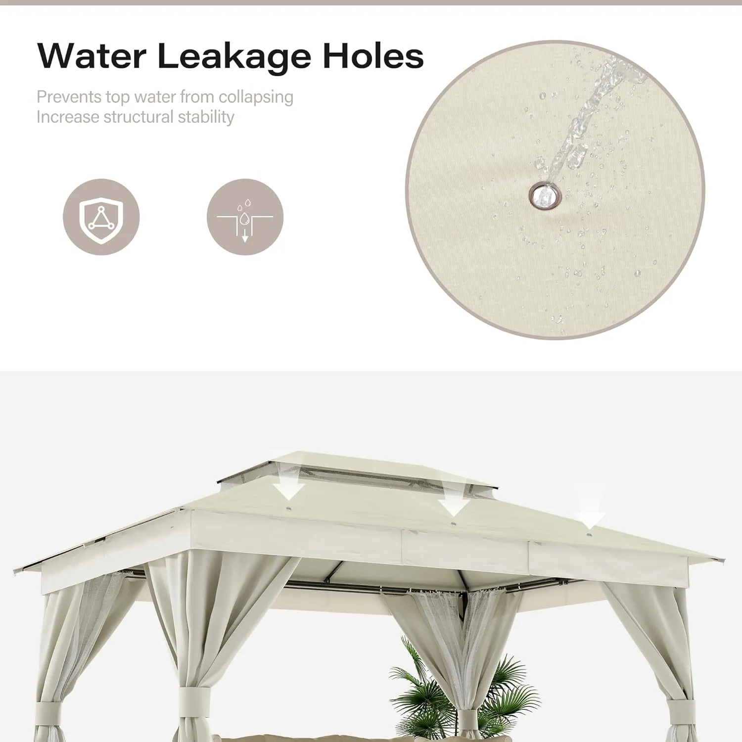 LAUSAINT HOME Outdoor Patio Gazebo 10'x13' with Expansion Bolts, Heavy Duty Gazebos Shelter Party Tent with Double Roofs, Mosquito Nettings and Privacy Screens for Backyard, Garden, Lawn, Cream White
