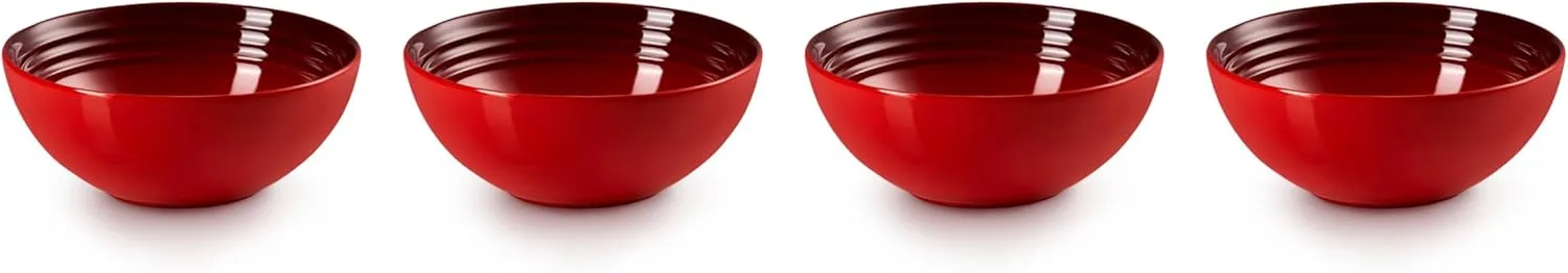 Le Creuset Stoneware Set of 4 Soup Bowls, 22 oz. (6.25") each, Cerise