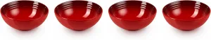 Le Creuset Stoneware Set of 4 Soup Bowls, 22 oz. (6.25") each, Cerise