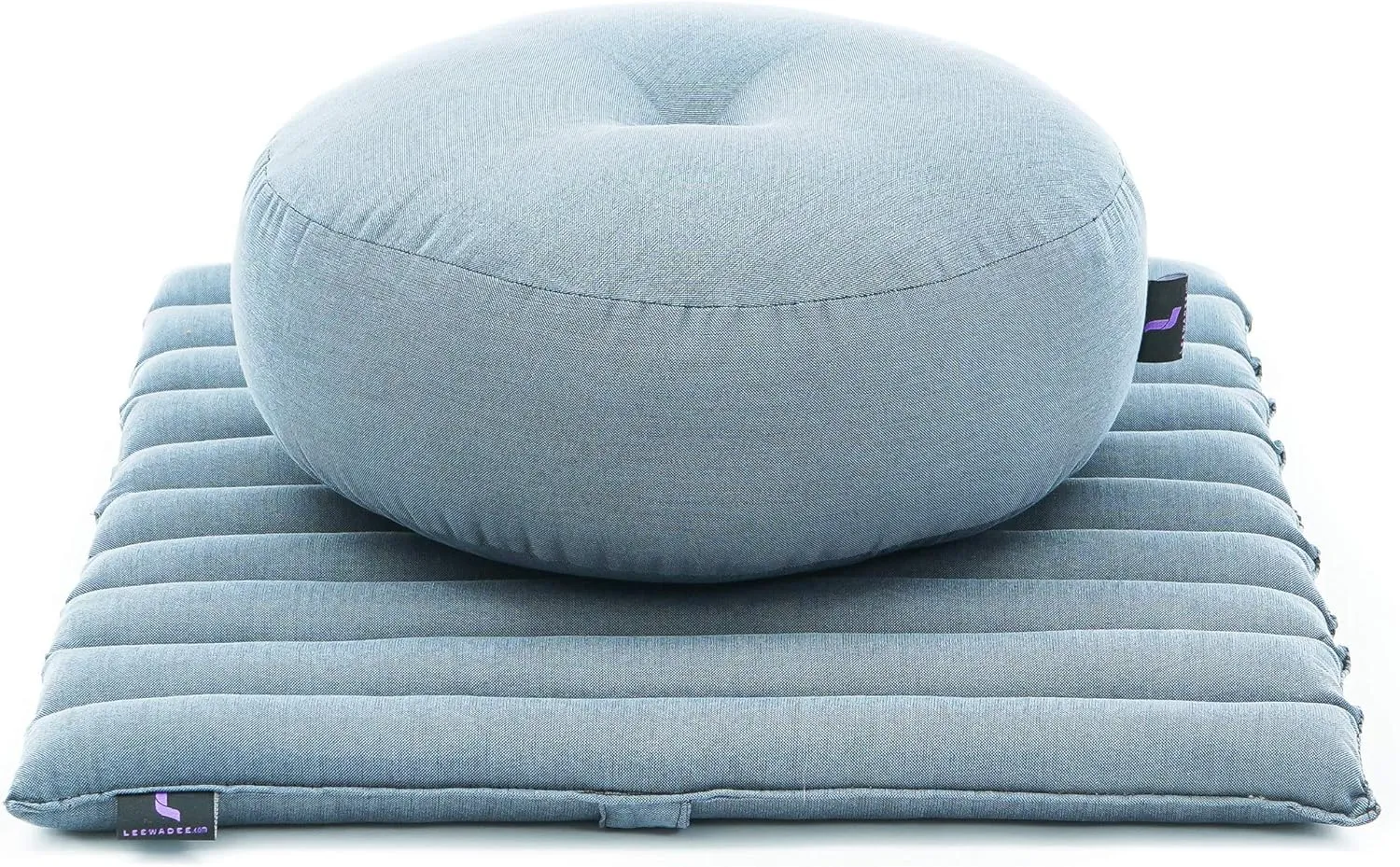 Leewadee Meditation Cushion Set – 1 Small Zafu Yoga Pillow and 1 Small Roll-Up Zabuton Mat Filled with Kapok