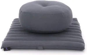 Leewadee Meditation Cushion Set – 1 Small Zafu Yoga Pillow and 1 Small Roll-Up Zabuton Mat Filled with Kapok