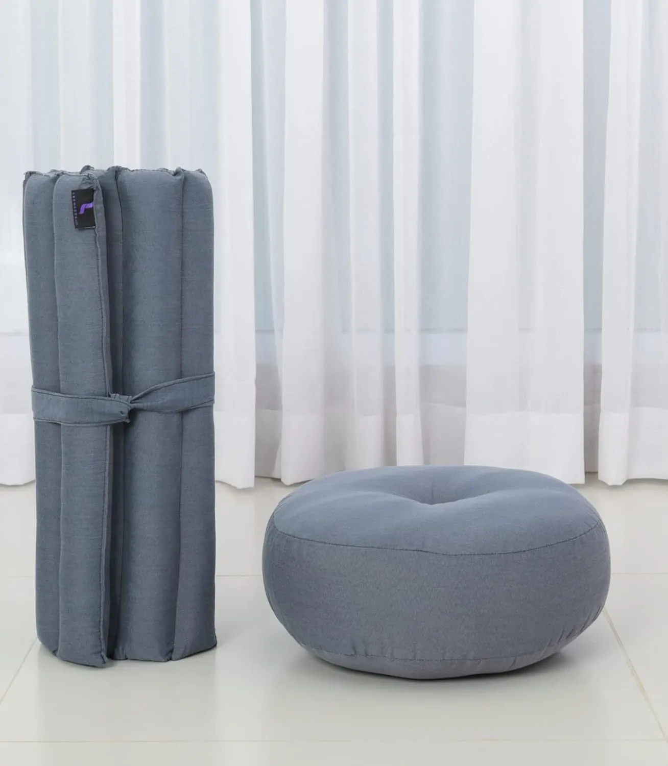 Leewadee Meditation Cushion Set – 1 Small Zafu Yoga Pillow and 1 Small Roll-Up Zabuton Mat Filled with Kapok
