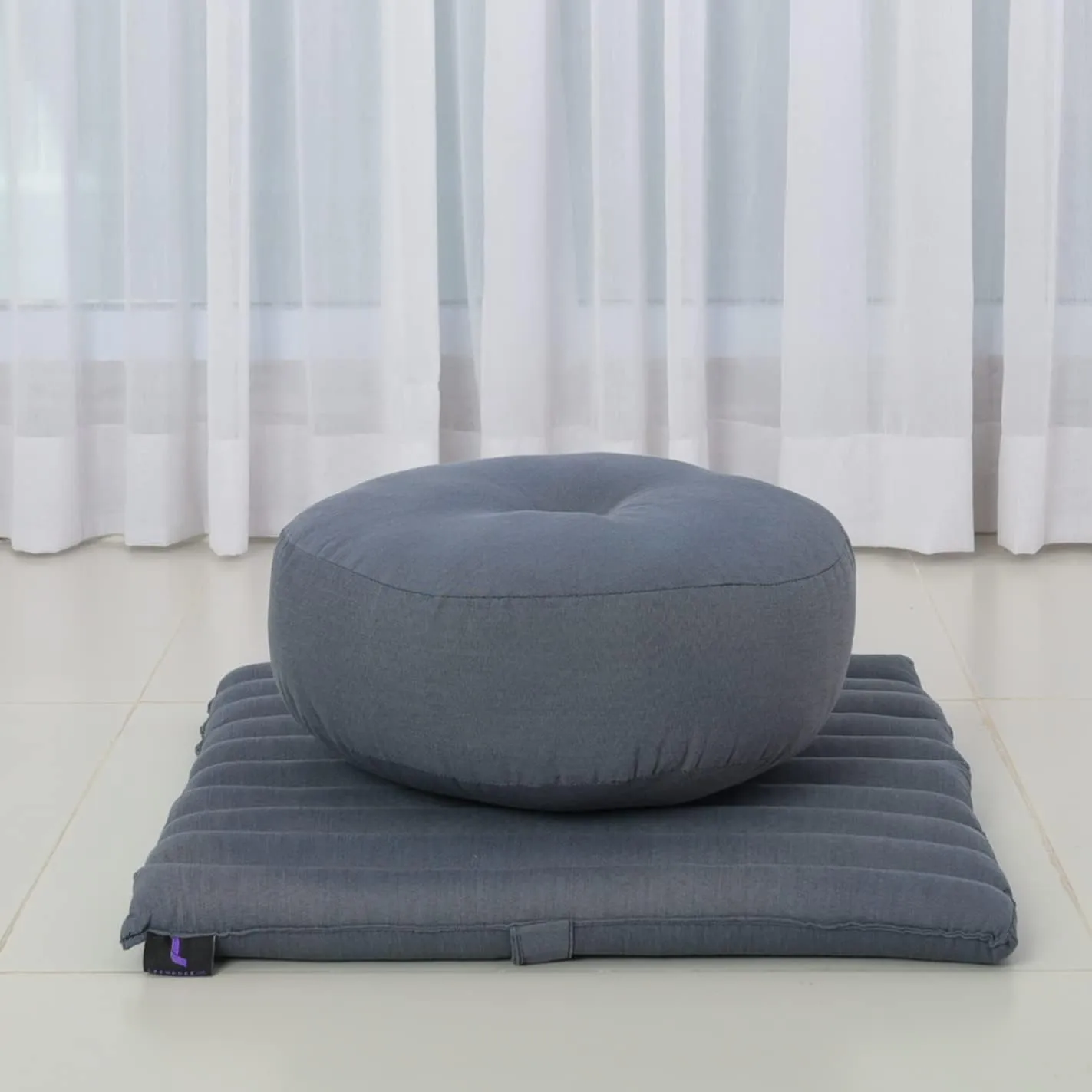Leewadee Meditation Cushion Set – 1 Small Zafu Yoga Pillow and 1 Small Roll-Up Zabuton Mat Filled with Kapok